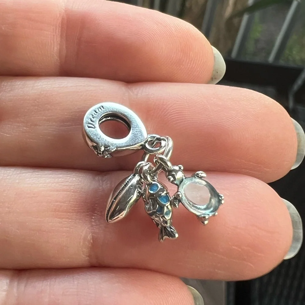 Fish, Sea Turtle & Conch Triple Dangle Charm